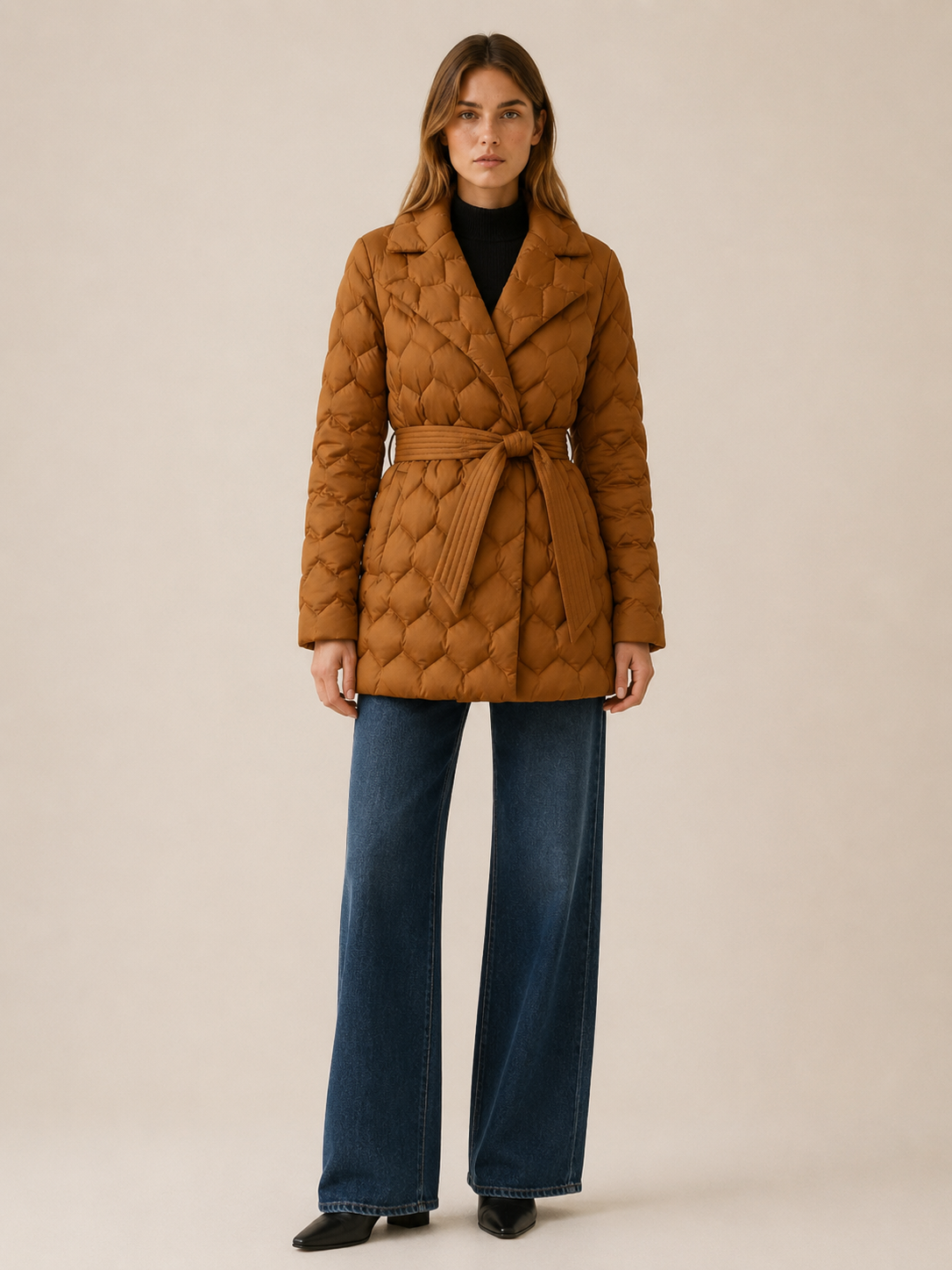 Lysenne | Women's Quilted Puffer Jacket with Belt