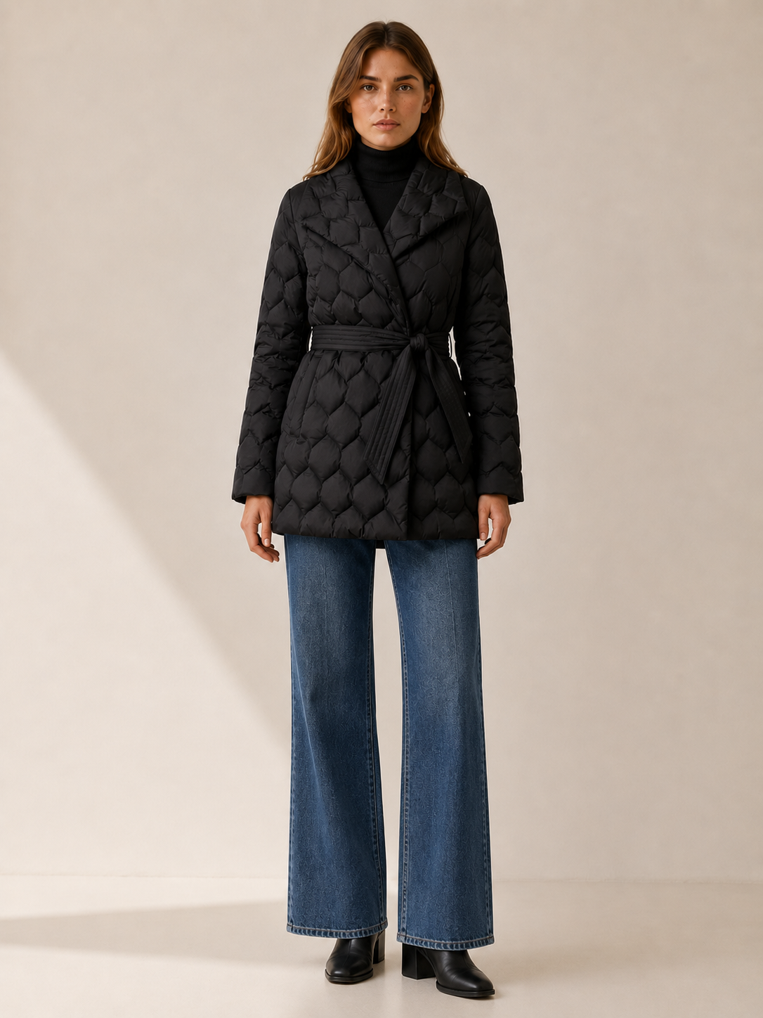 Lysenne | Women's Quilted Puffer Jacket with Belt