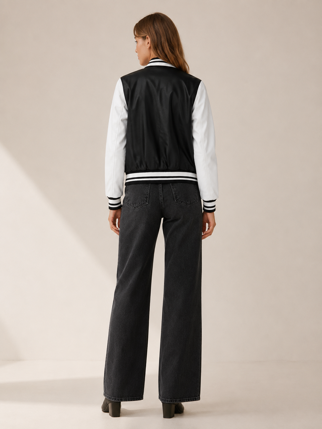Mabli | Bomber Jacket with Contrast Sleeves and Snap Front