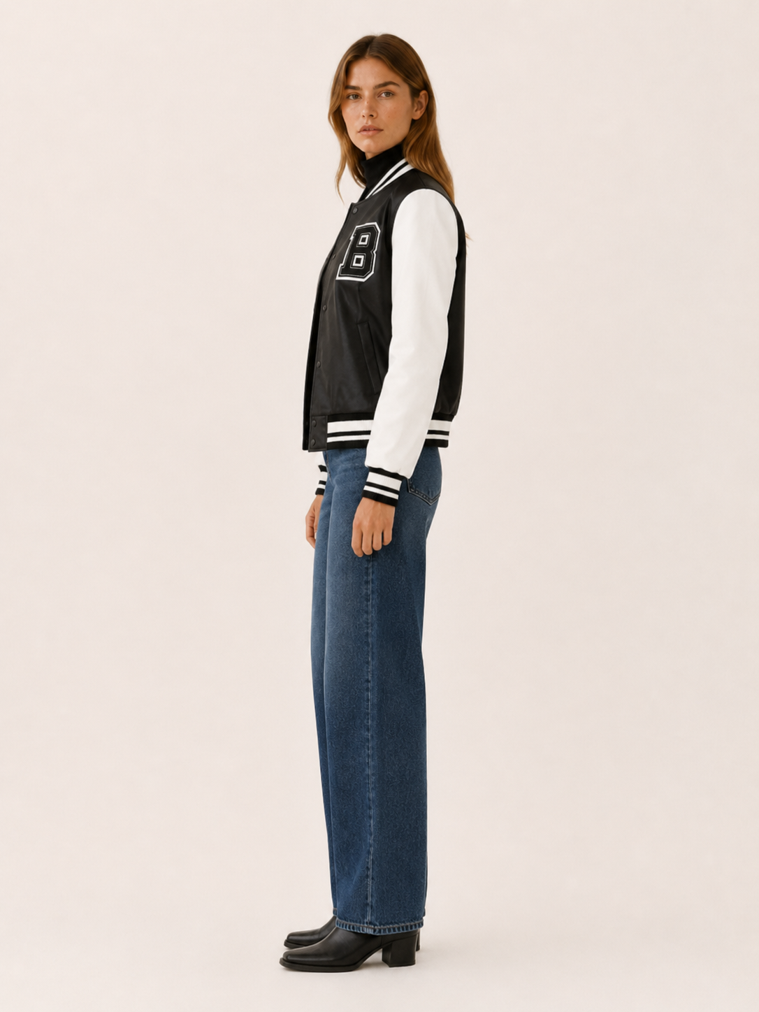 Mabli | Bomber Jacket with Contrast Sleeves and Snap Front