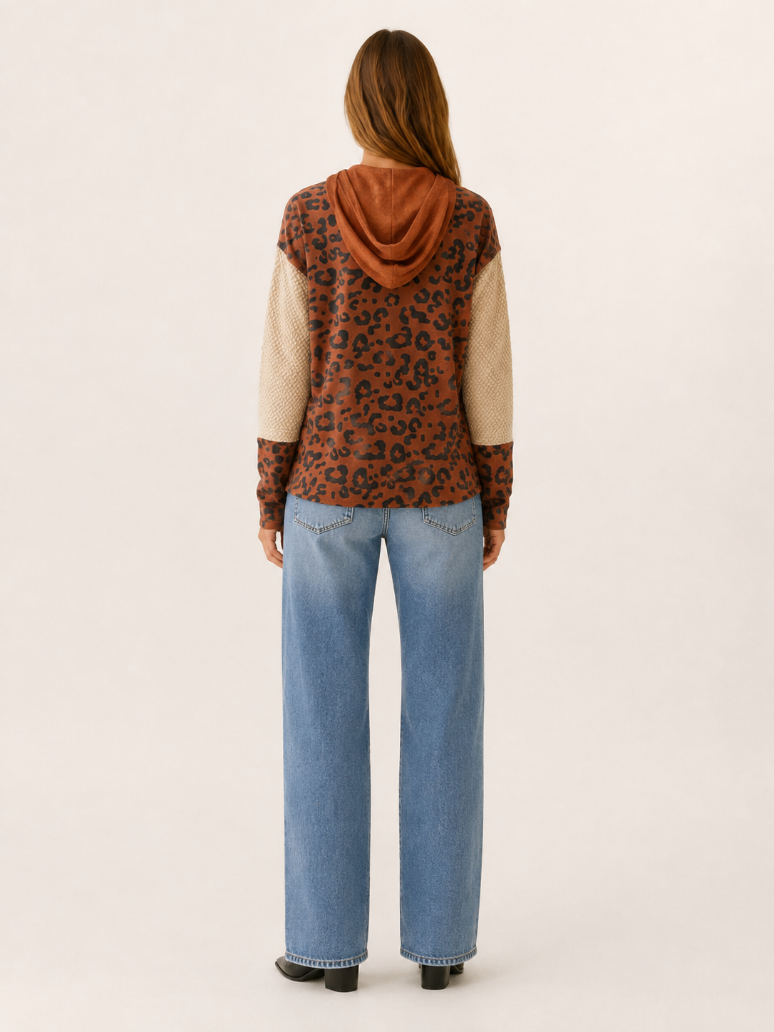Madelyn | Women's Leopard Print Dropped-Shoulder Hoodie