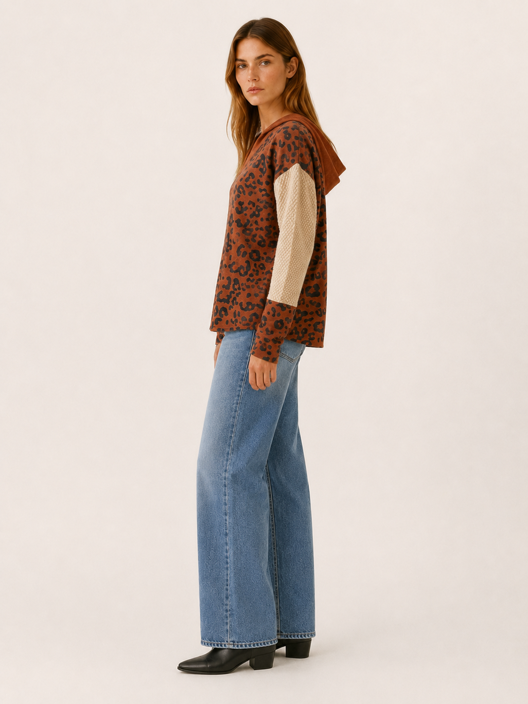 Madelyn | Women's Leopard Print Dropped-Shoulder Hoodie