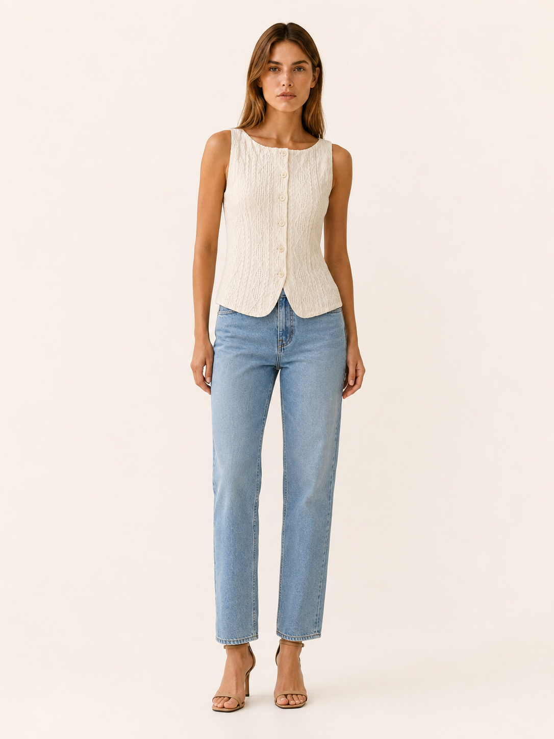 Mae | Button Tank Top with Boat Neck