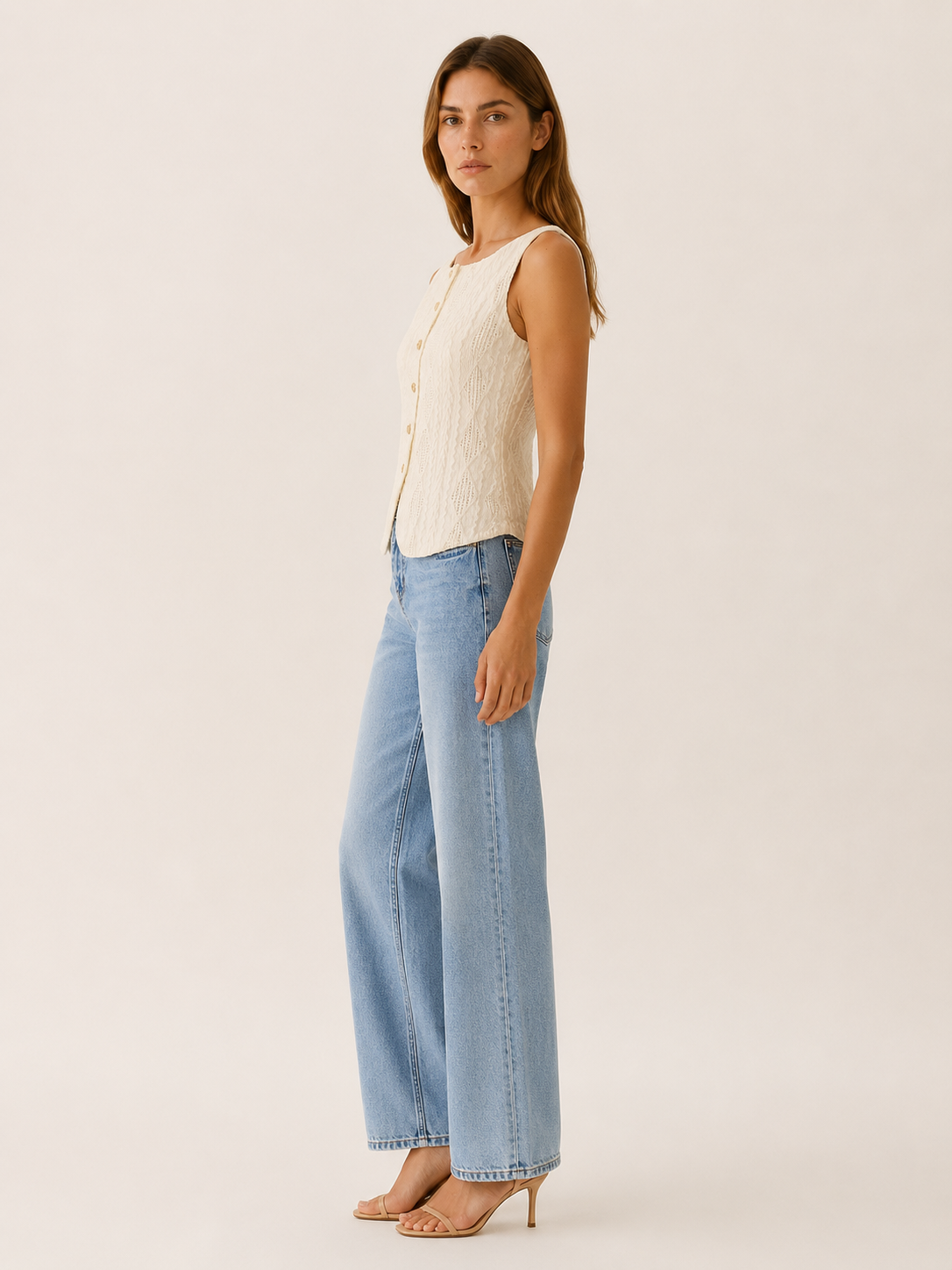 Mae | Button Tank Top with Boat Neck