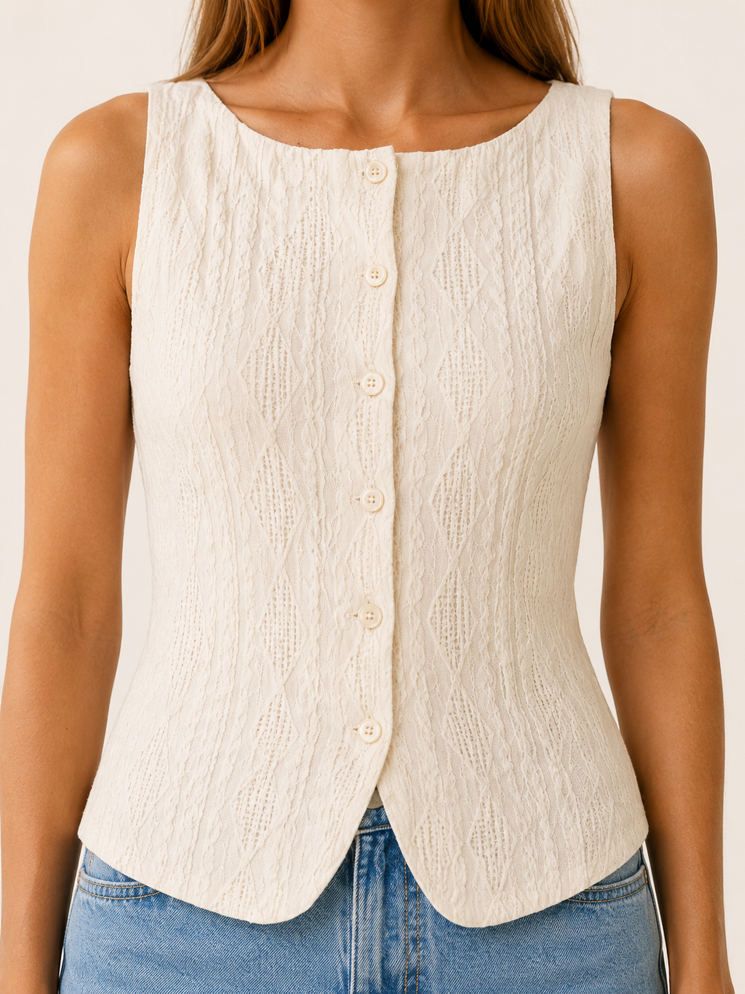 Mae | Button Tank Top with Boat Neck