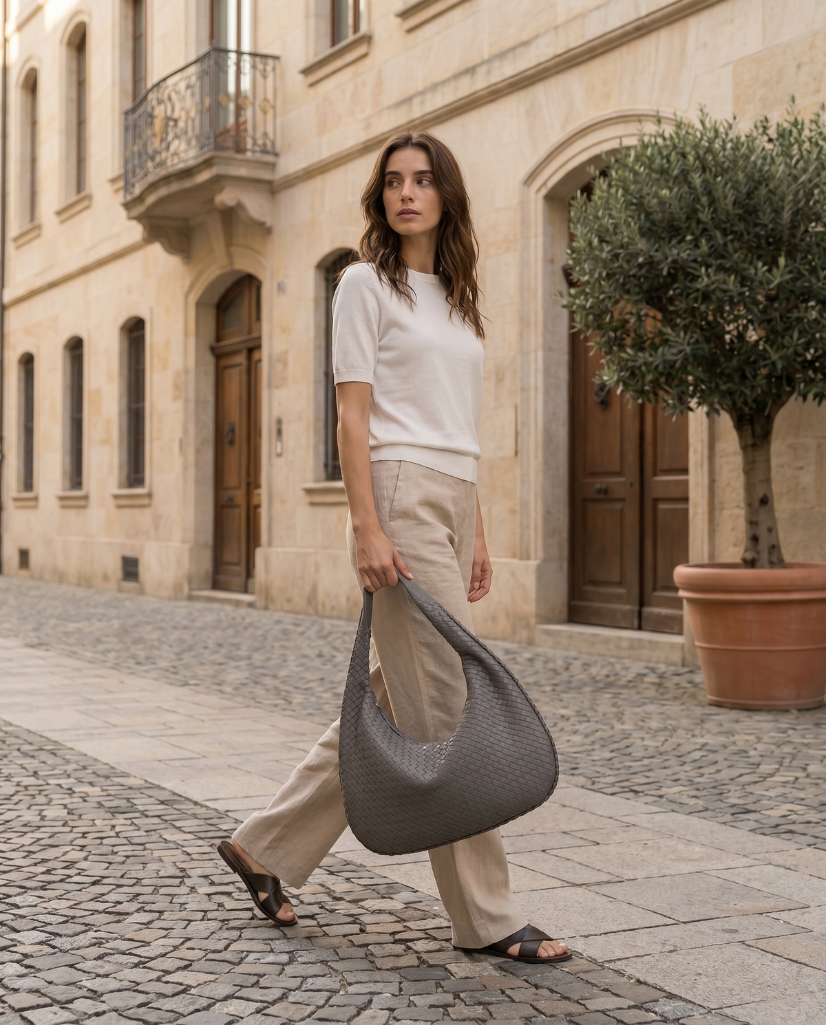 Maeve | Woven Shoulder Bag with Slouchy Shape