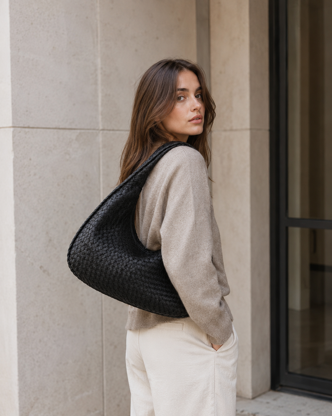 Maeve | Woven Shoulder Bag with Slouchy Shape