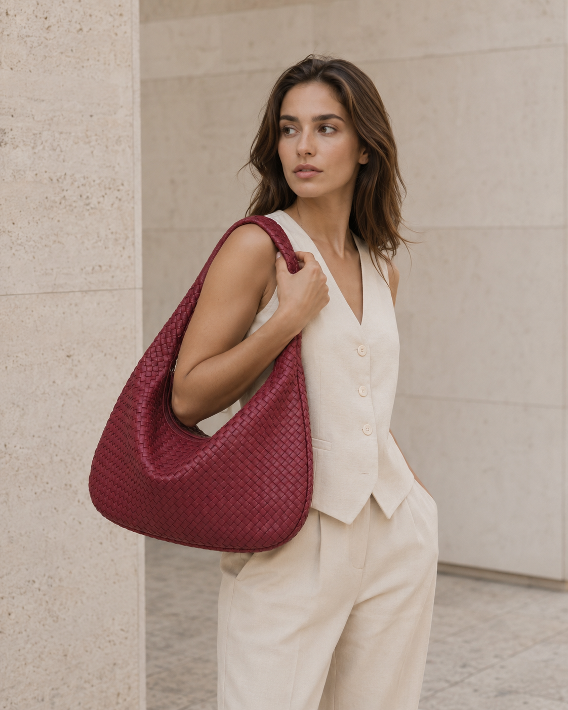 Maeve | Woven Shoulder Bag with Slouchy Shape