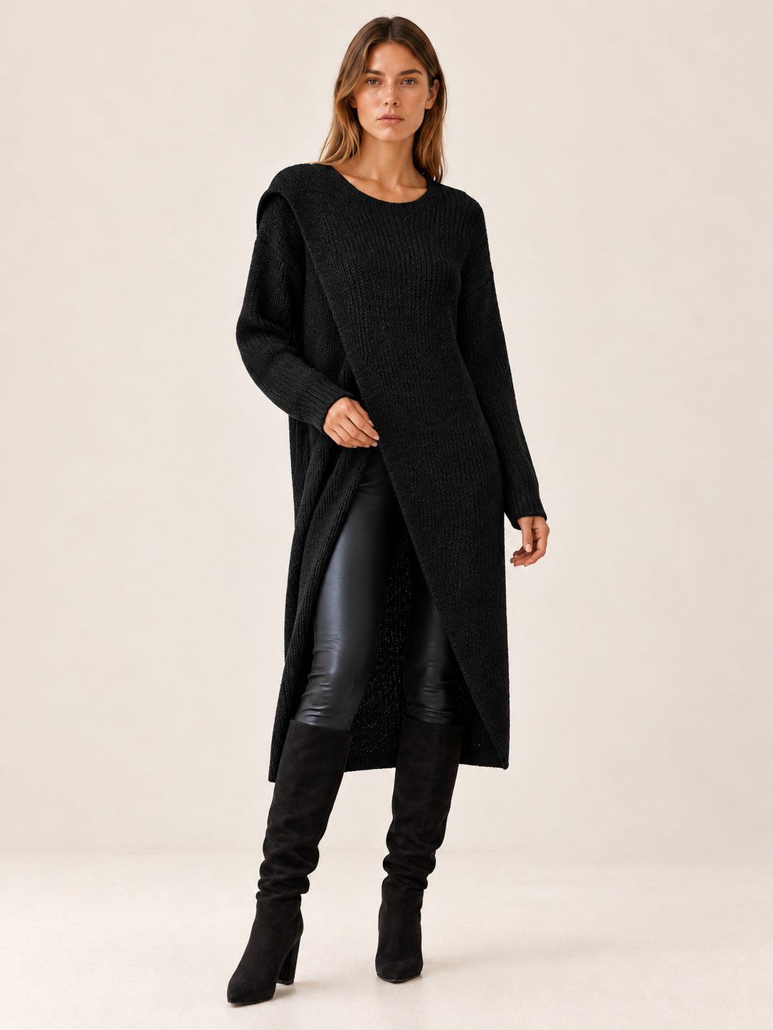 Malani | Women's Oversized Ribbed Knit Sweater Dress Fall