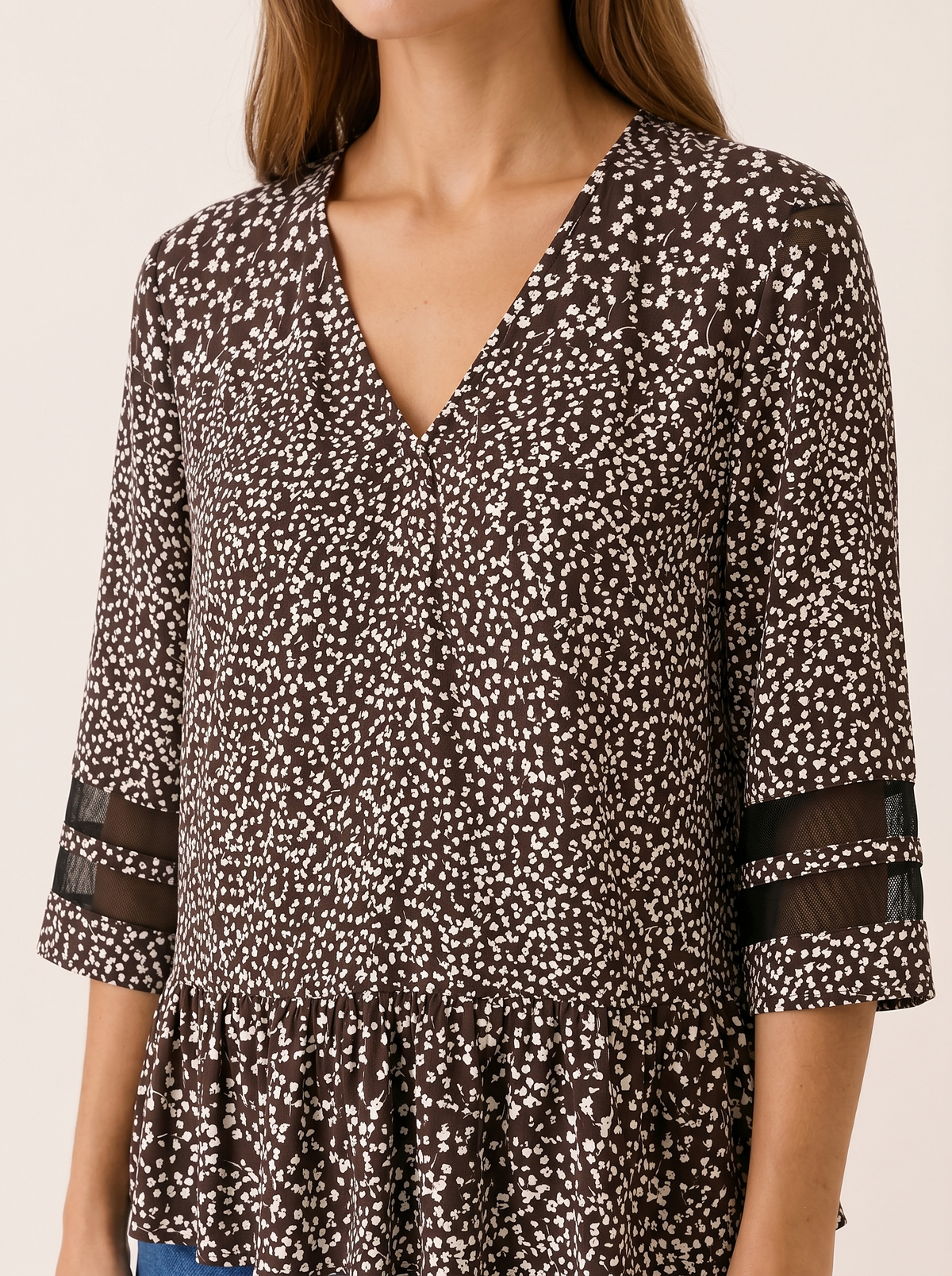 Mallory | V Neck Top with 3/4 Sleeves