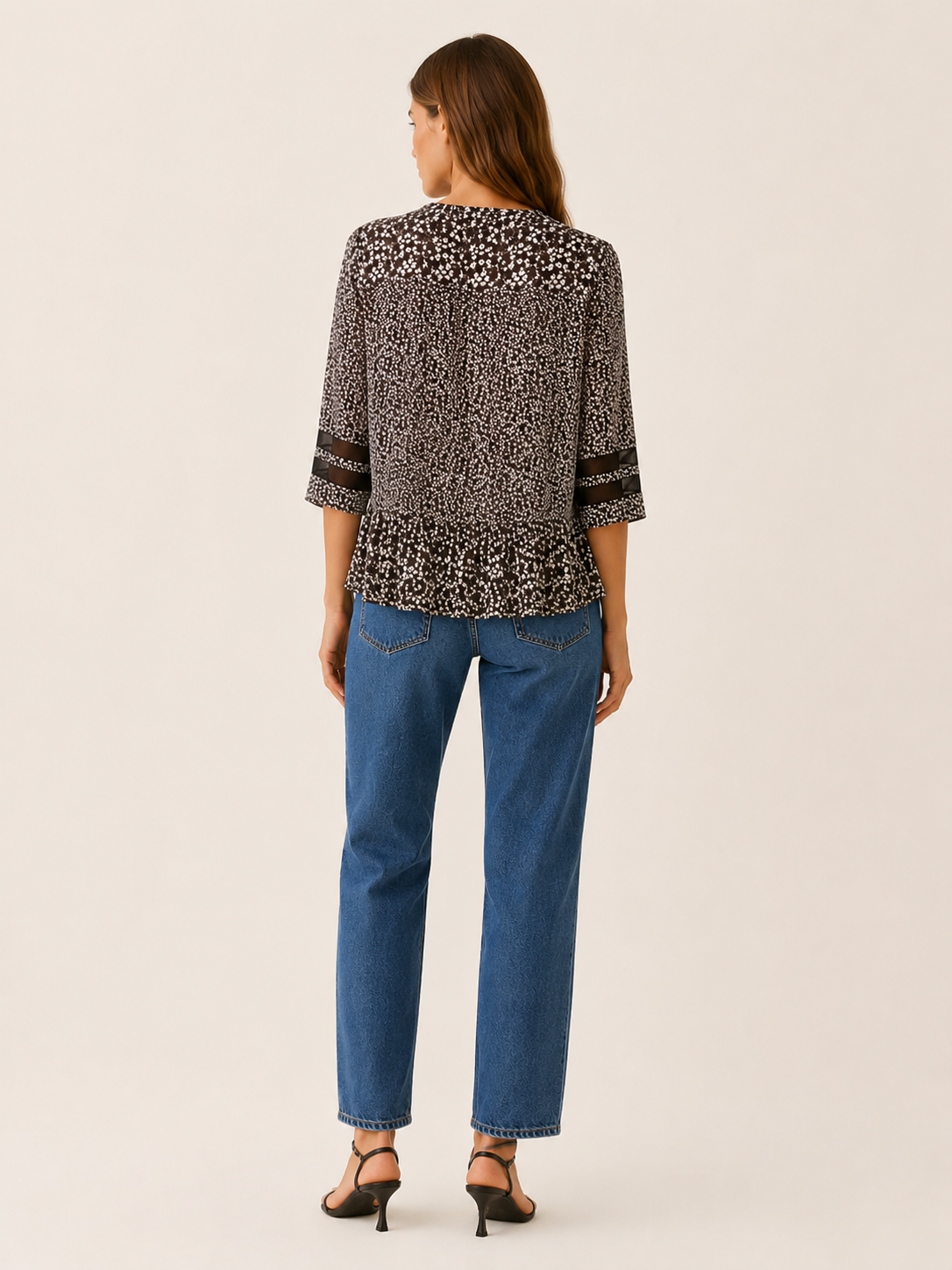 Mallory | V Neck Top with 3/4 Sleeves