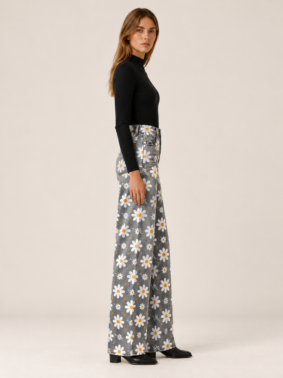 Marcellina | Women's Floral Wide Leg Jeans Fall