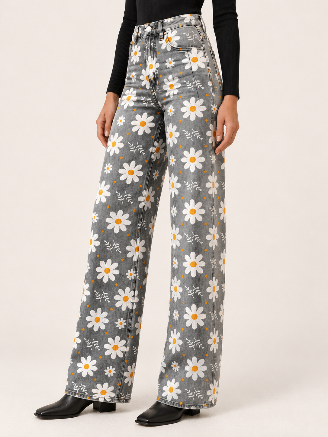 Marcellina | Women's Floral Wide Leg Jeans Fall