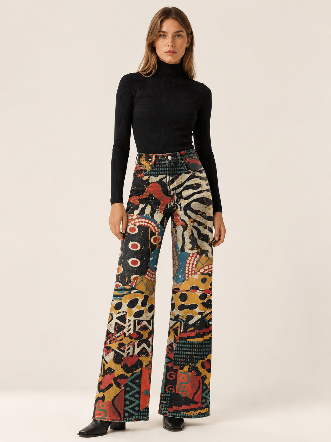 Marcellina | Women's Floral Wide Leg Jeans Fall