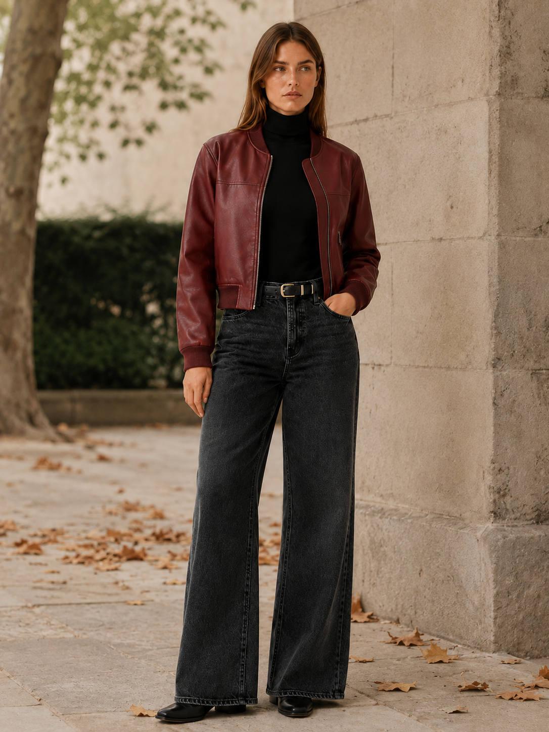 Maren | Cropped Jacket with Zip Front and Collarless Neckline
