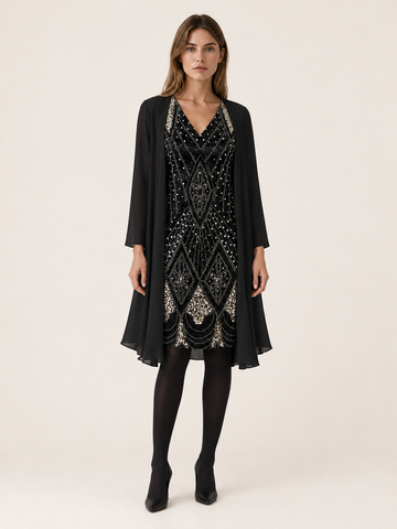 Marenelle | Women's Sheer-Overlay Occasion Dress