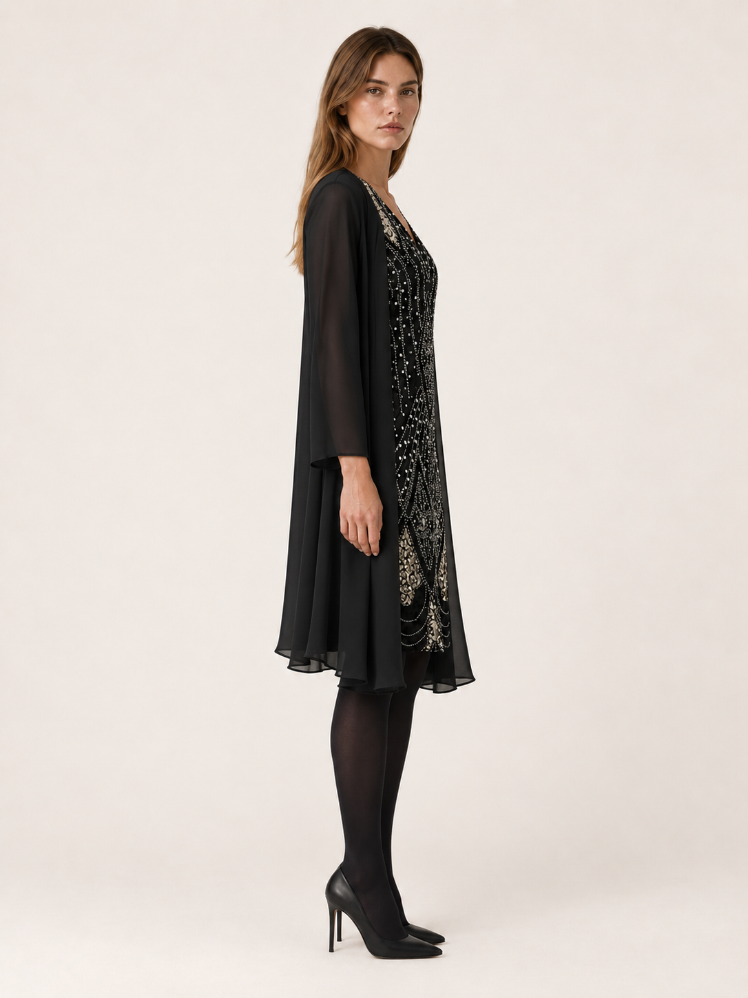 Marenelle | Women's Sheer-Overlay Occasion Dress
