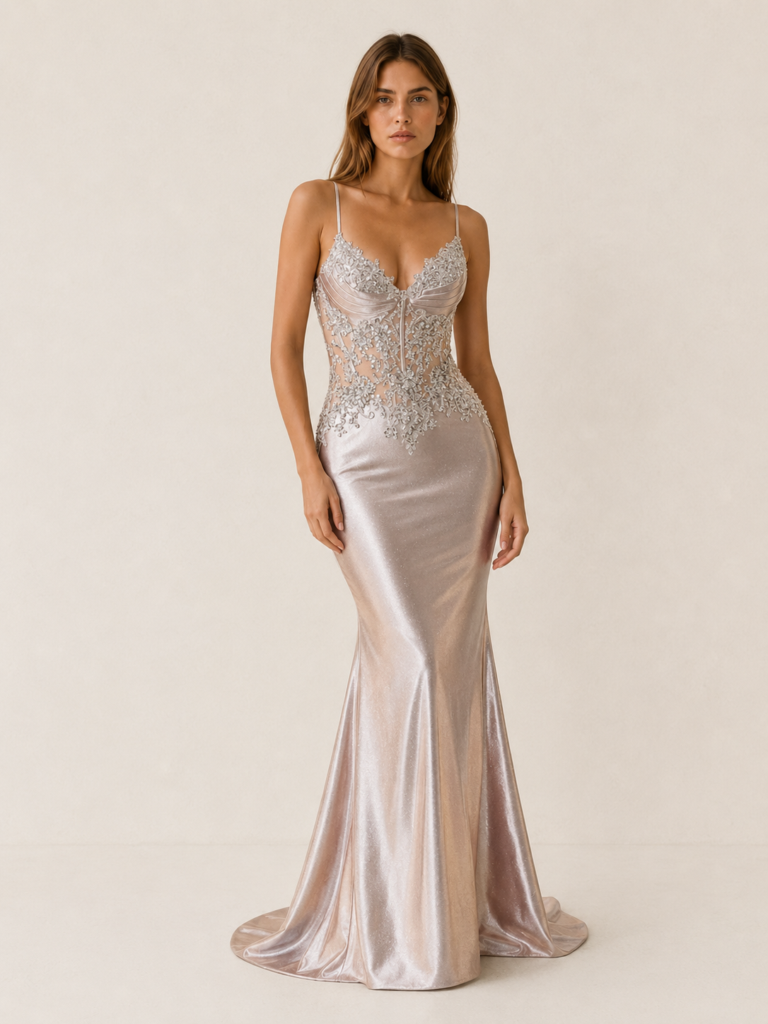 Margot | Beaded Bodice Maxi Dress with Mermaid Skirt