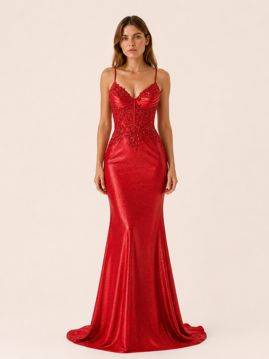 Margot | Beaded Bodice Maxi Dress with Mermaid Skirt