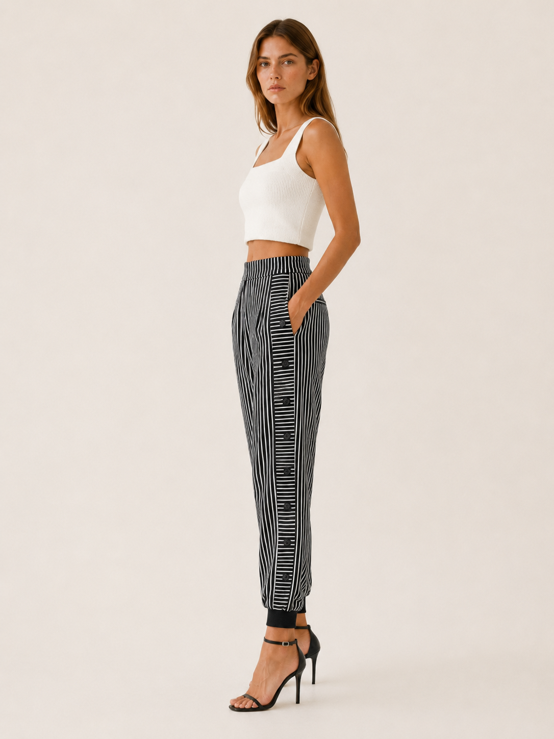 Mariellea | Striped Jogger Trousers with Side Pockets