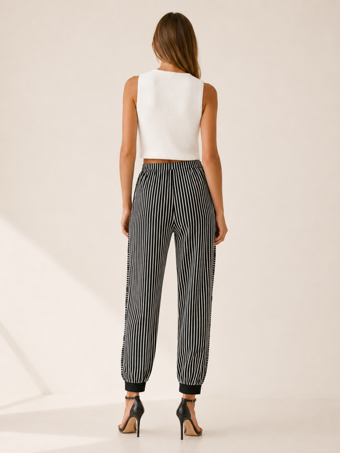 Mariellea | Striped Jogger Trousers with Side Pockets