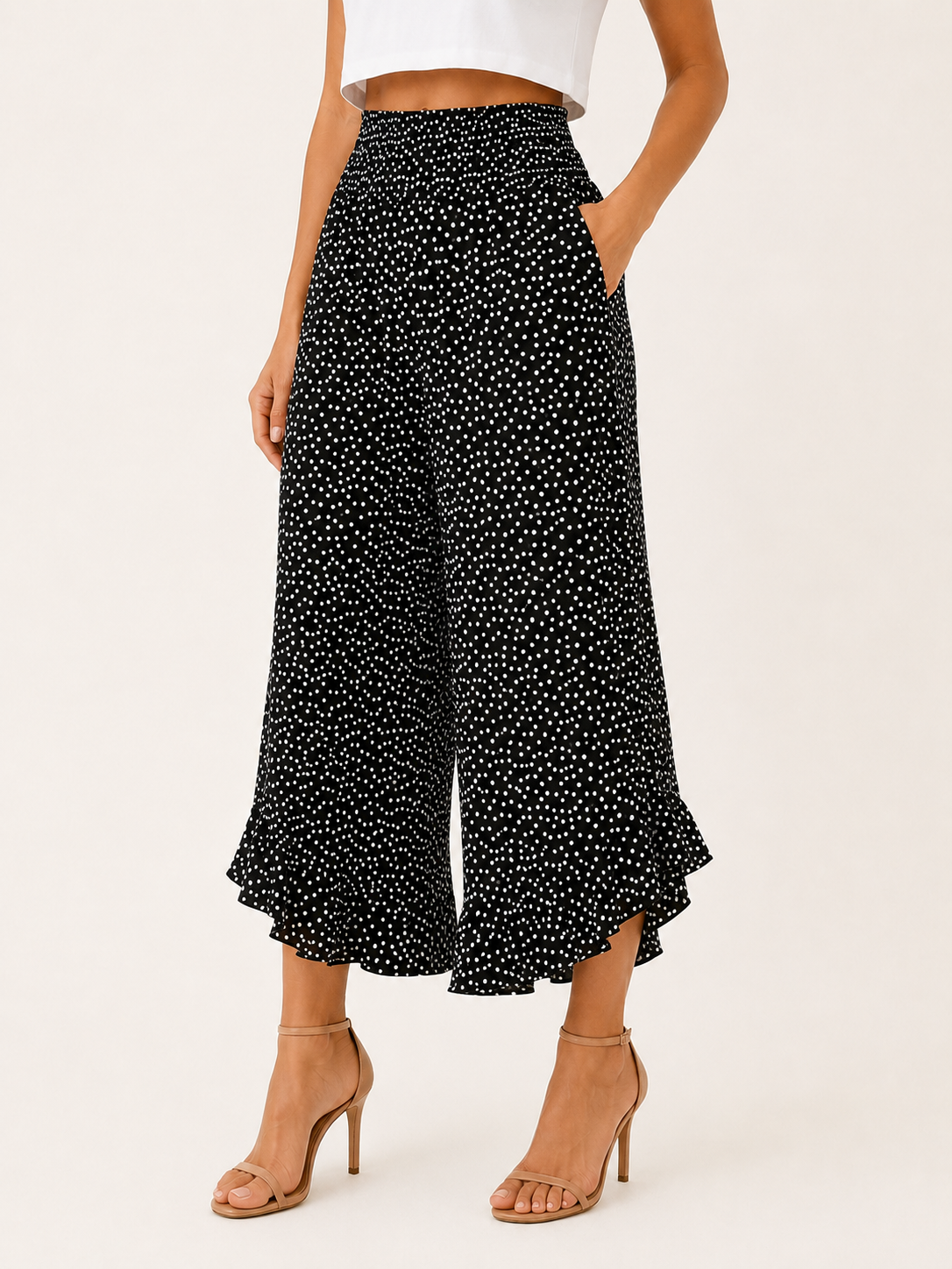 Maritza | Wide Leg Trousers with Elastic Waist