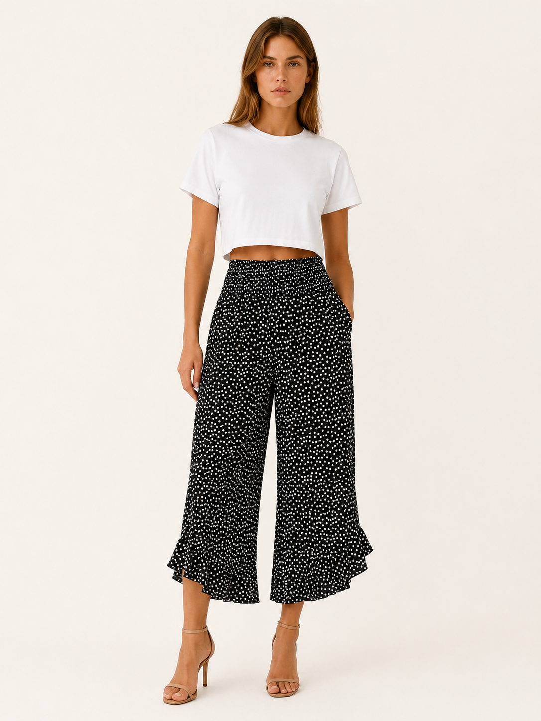 Maritza | Wide Leg Trousers with Elastic Waist