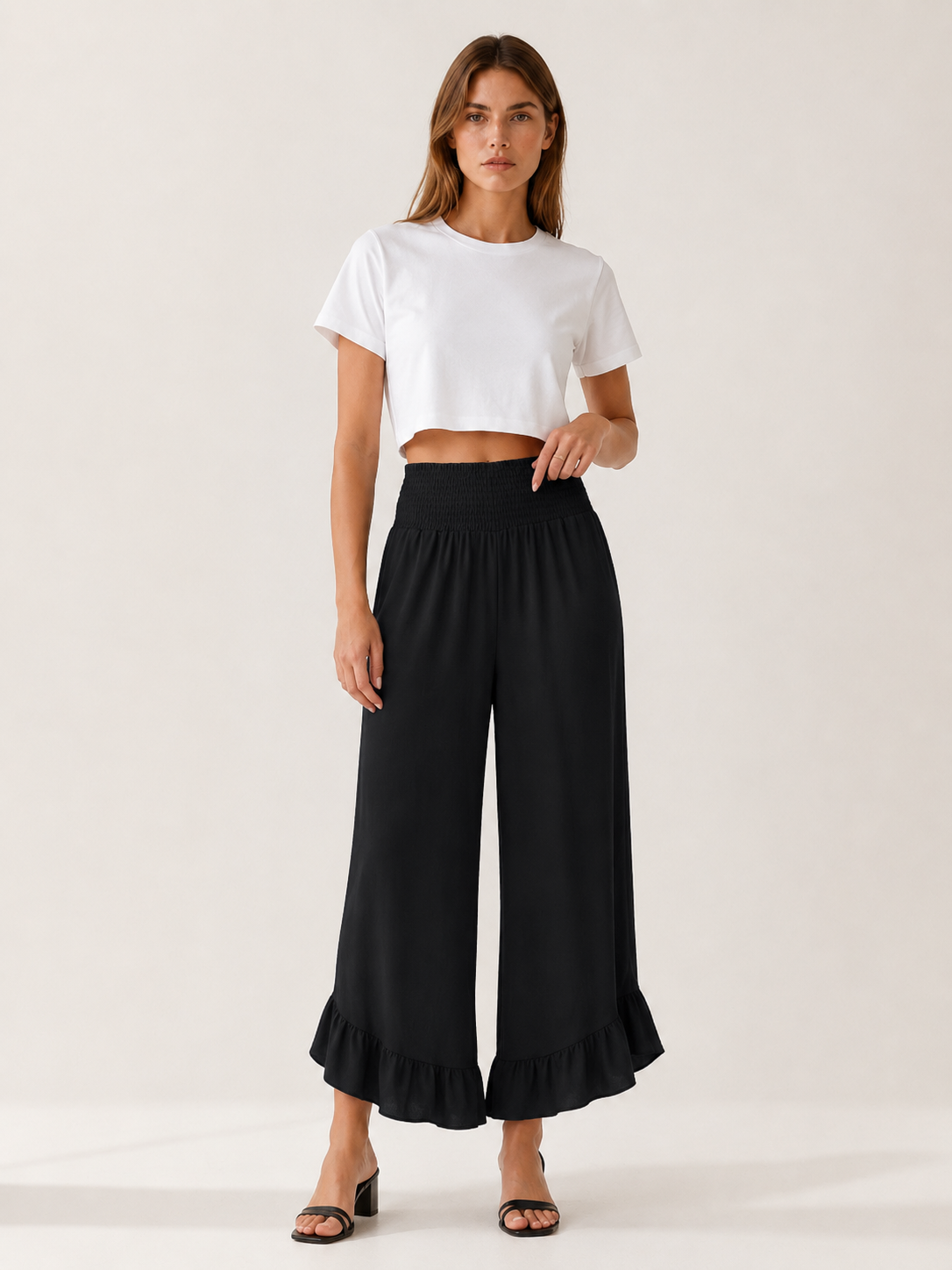 Maritza | Wide Leg Trousers with Elastic Waist