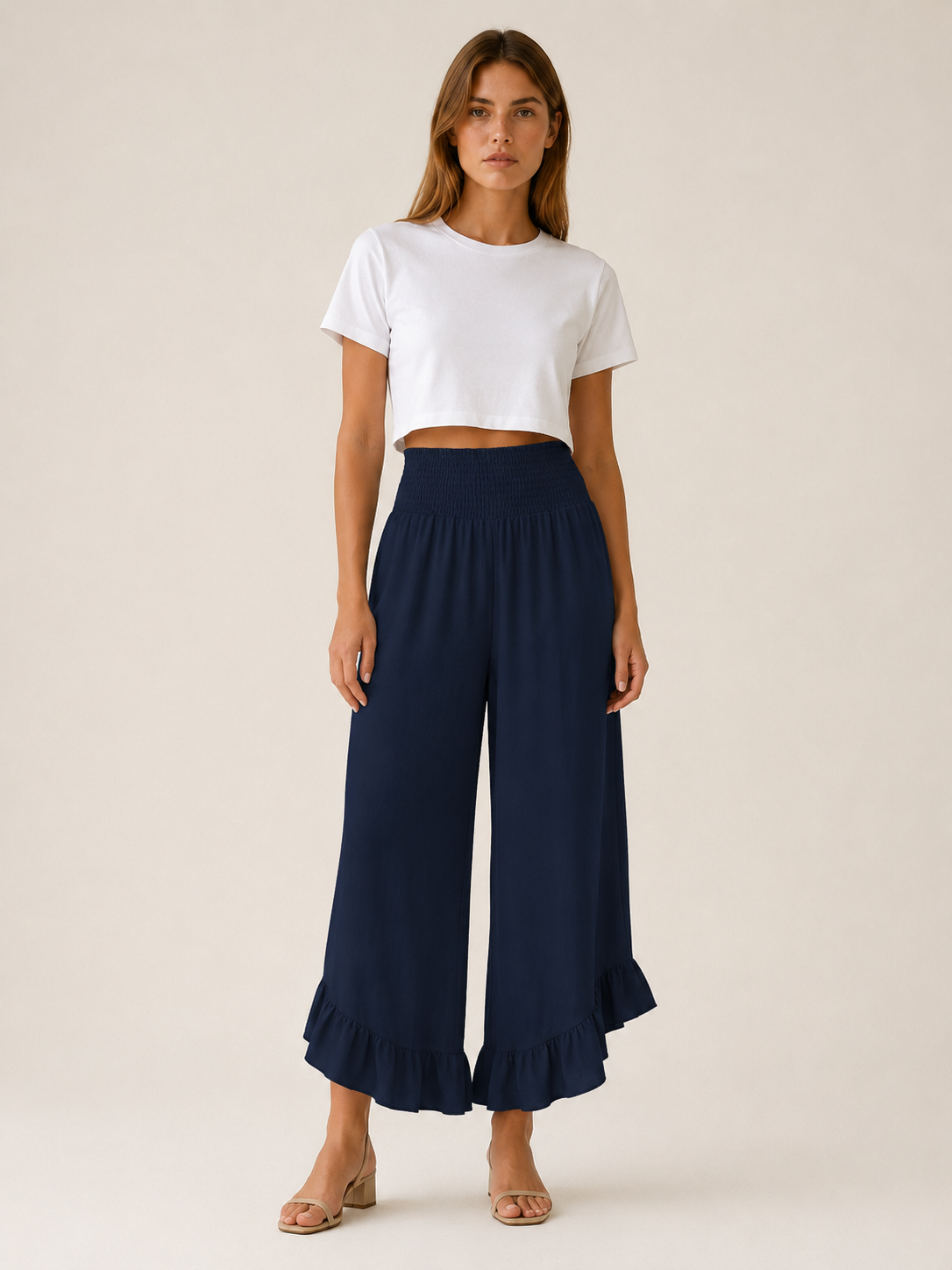 Maritza | Wide Leg Trousers with Elastic Waist