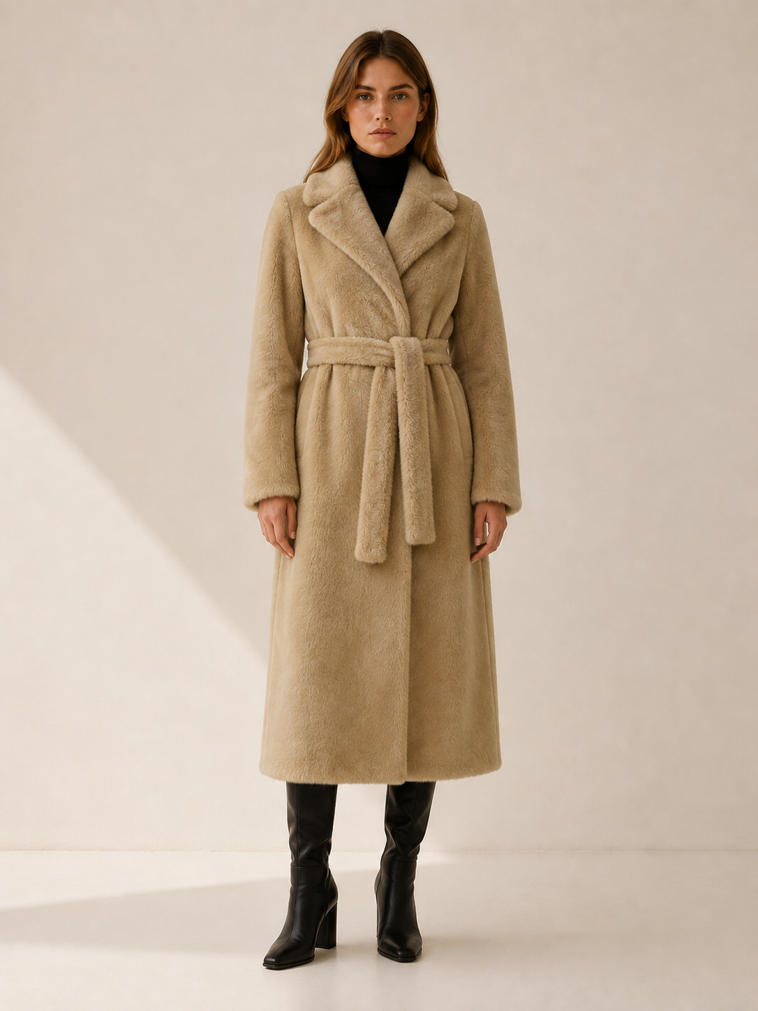 Marivonne | Women's Long Coat with Belted Waist