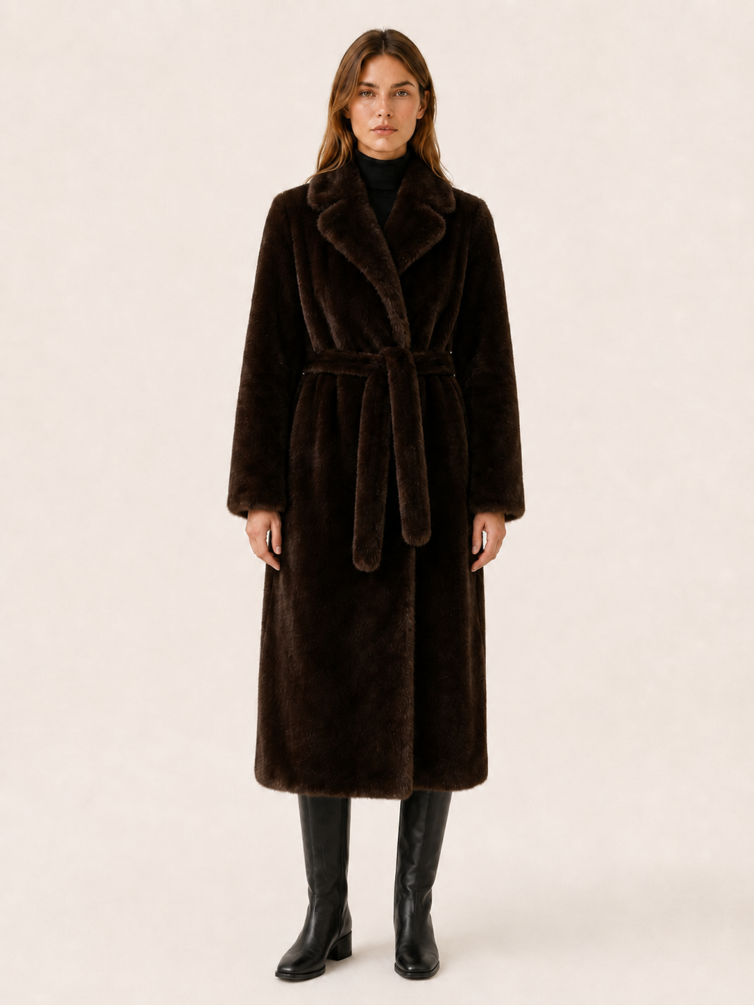 Marivonne | Women's Long Coat with Belted Waist