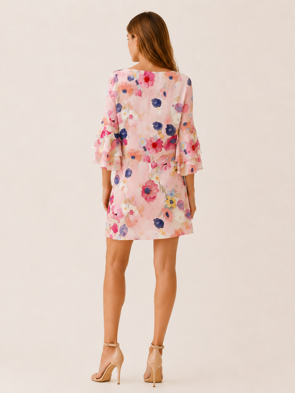 Marjeta | Floral Mini Dress with V Neck and Ruffle Sleeves
