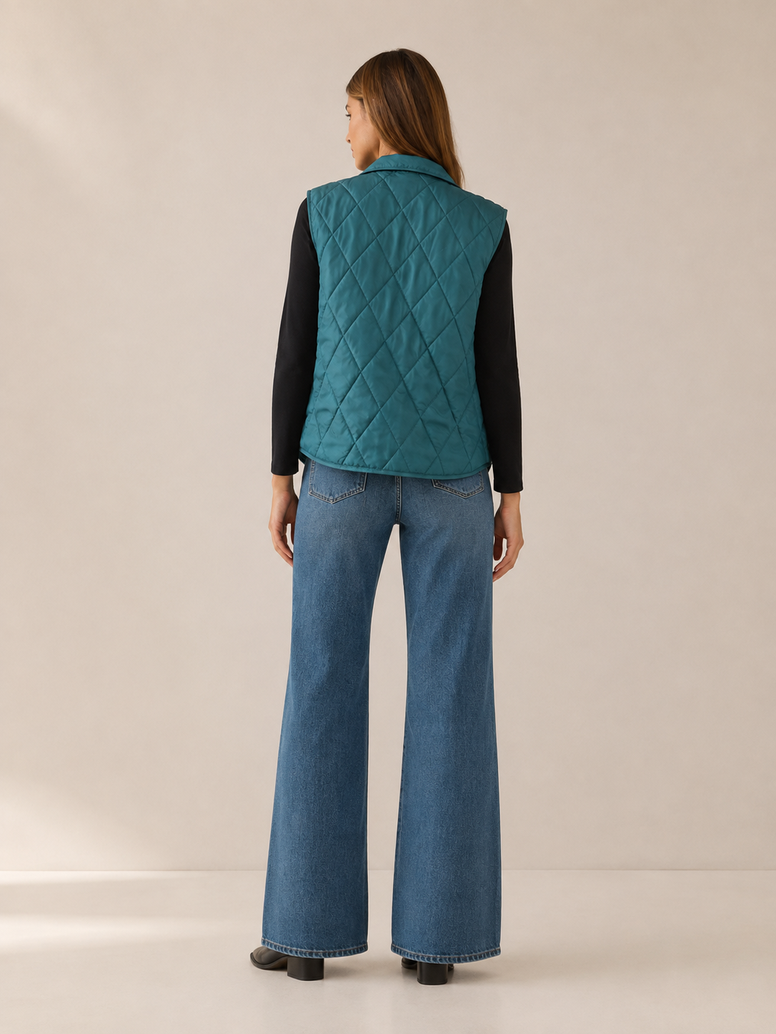 Marlena | Women's Puffer Vest with High Stand Collar and Snap Front