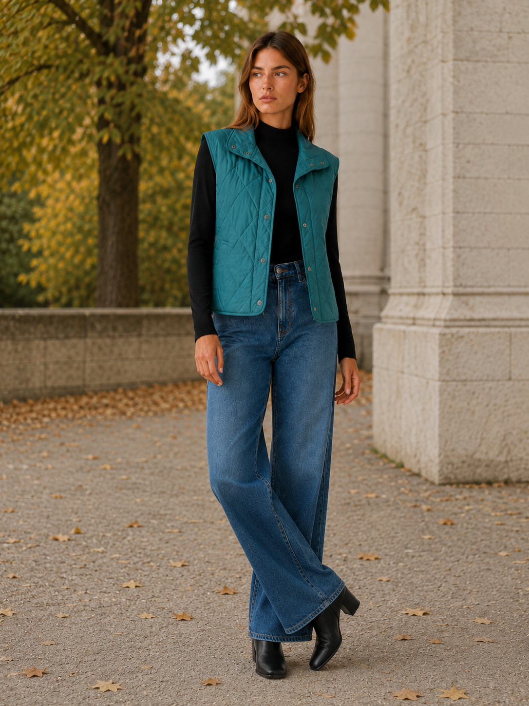 Marlena | Women's Puffer Vest with High Stand Collar and Snap Front