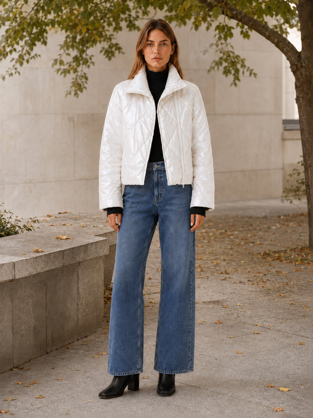 Marlowe | Women's Puffer Jacket with High Collar and Zip Front