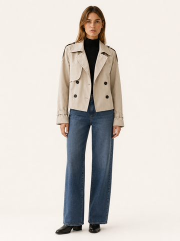 Mathilde | Short Trench Coat with Double-Breasted Front