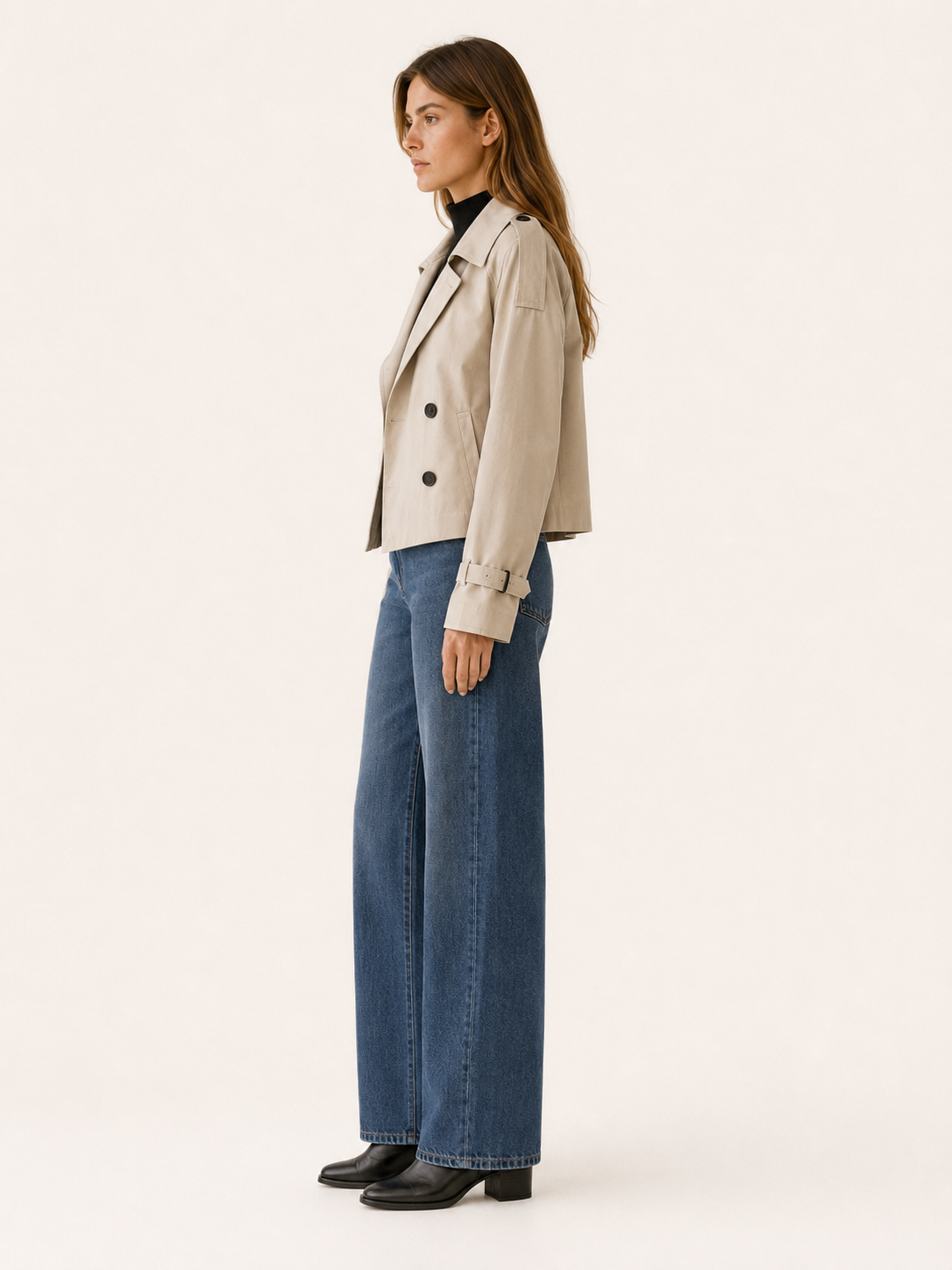 Mathilde | Short Trench Coat with Double-Breasted Front