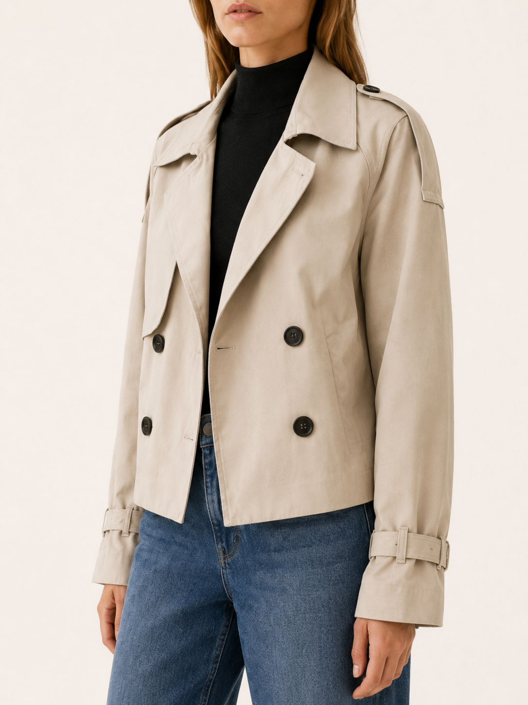 Mathilde | Short Trench Coat with Double-Breasted Front