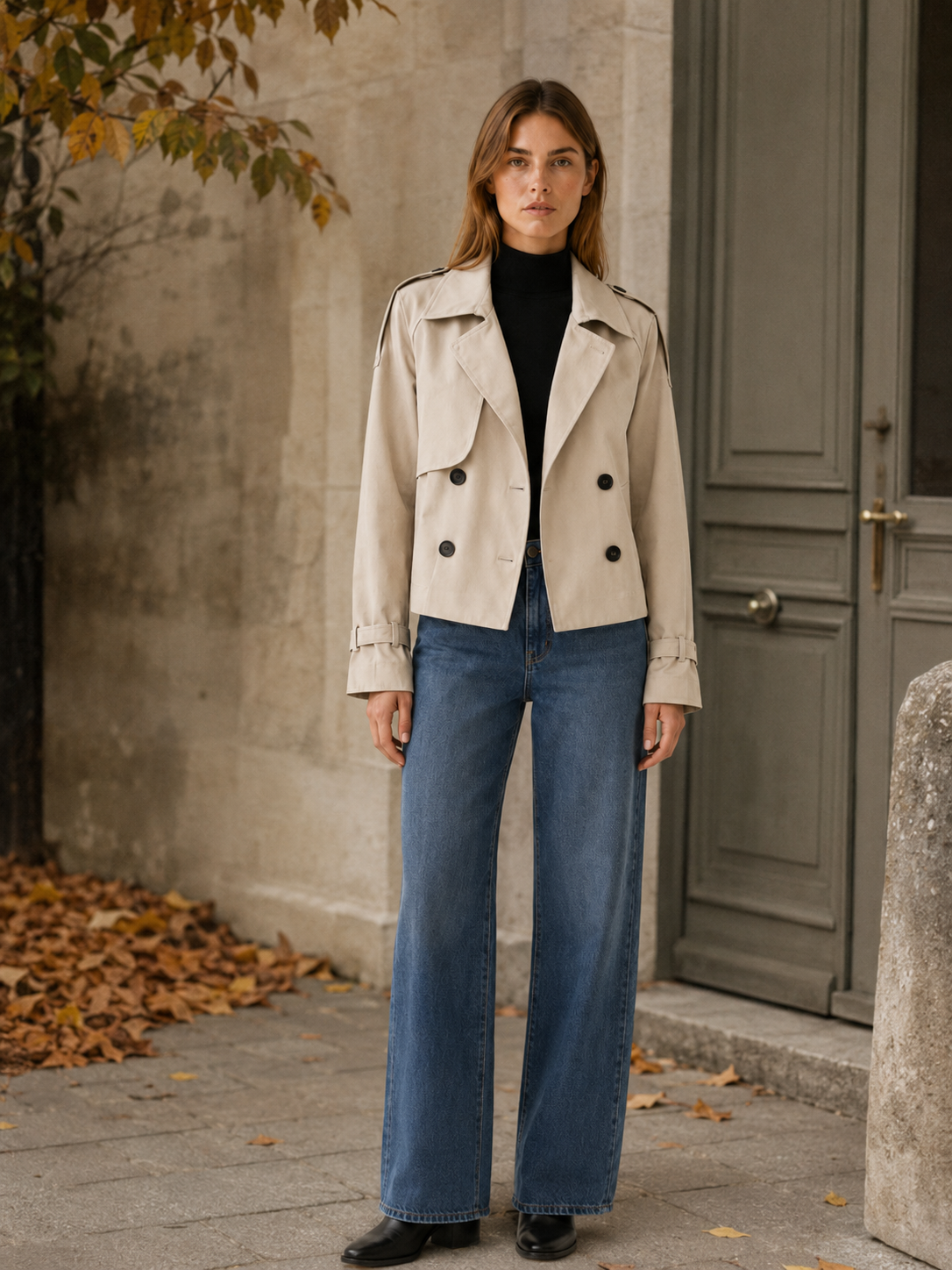 Mathilde | Short Trench Coat with Double-Breasted Front