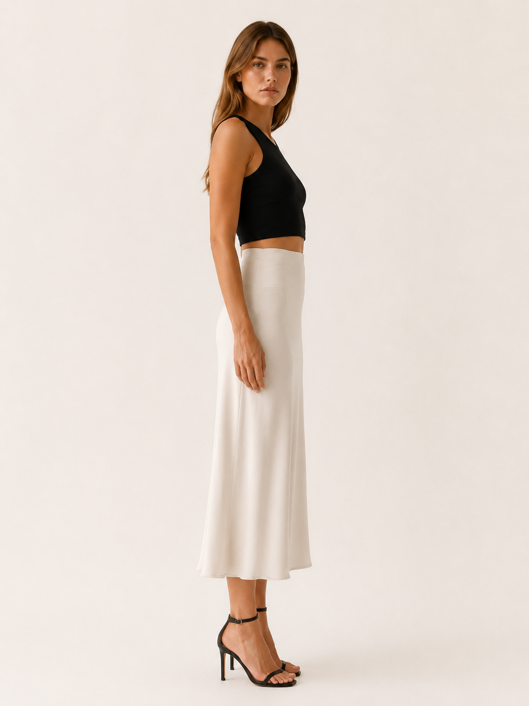 Maura | Satin Midi Skirt with High Waist