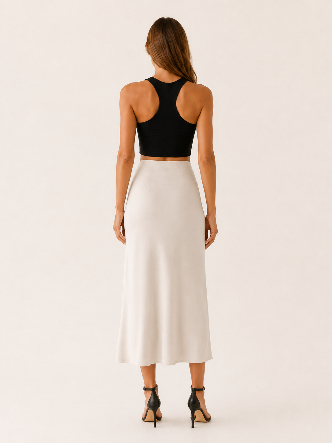 Maura | Satin Midi Skirt with High Waist