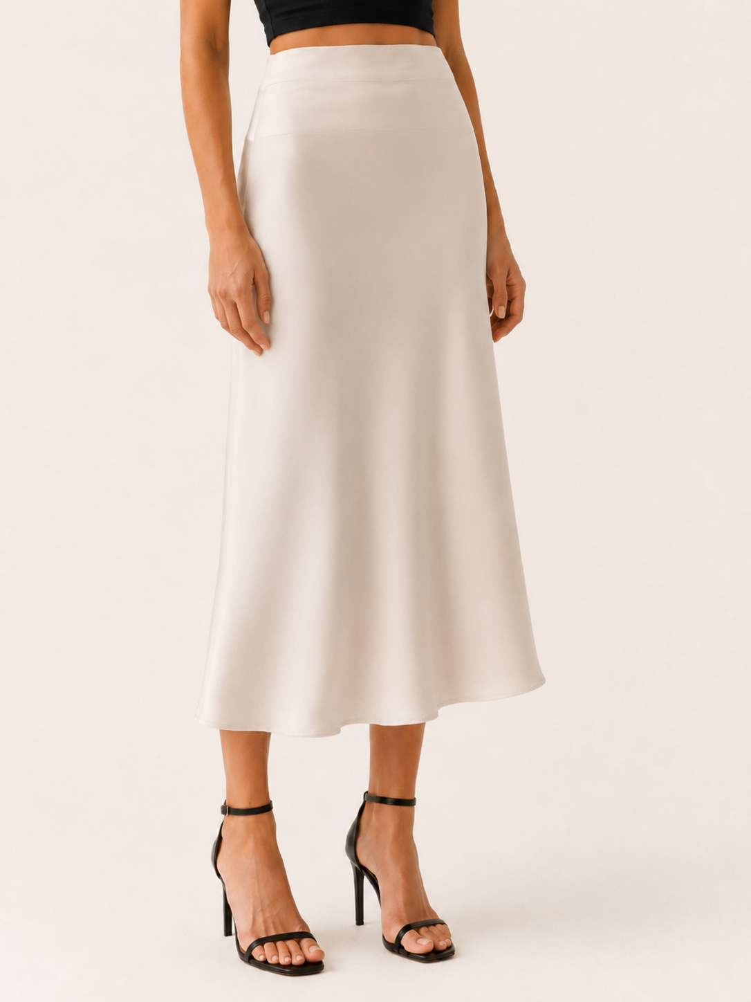 Maura | Satin Midi Skirt with High Waist