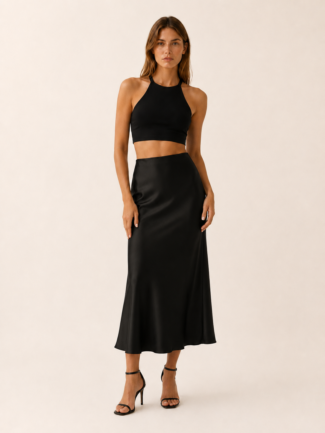 Maura | Satin Midi Skirt with High Waist