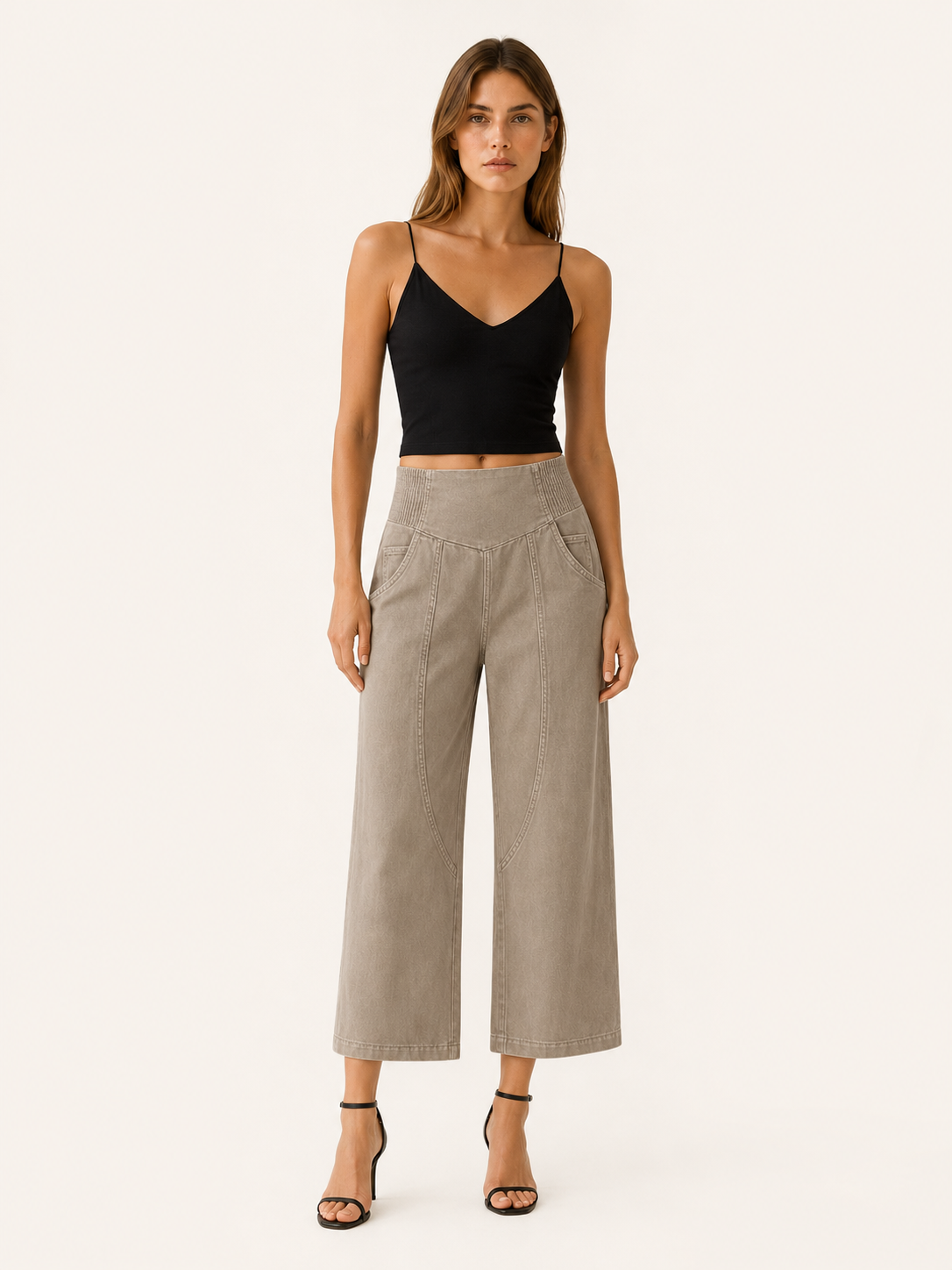 Mavis | Harem Wide-Leg Trousers with Curved Seams