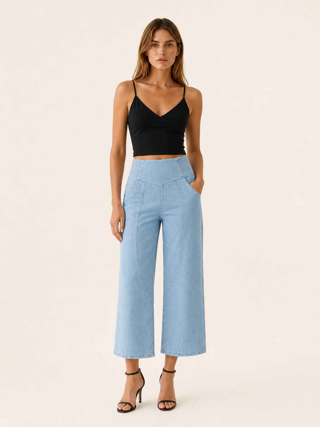 Mavis | Harem Wide-Leg Trousers with Curved Seams