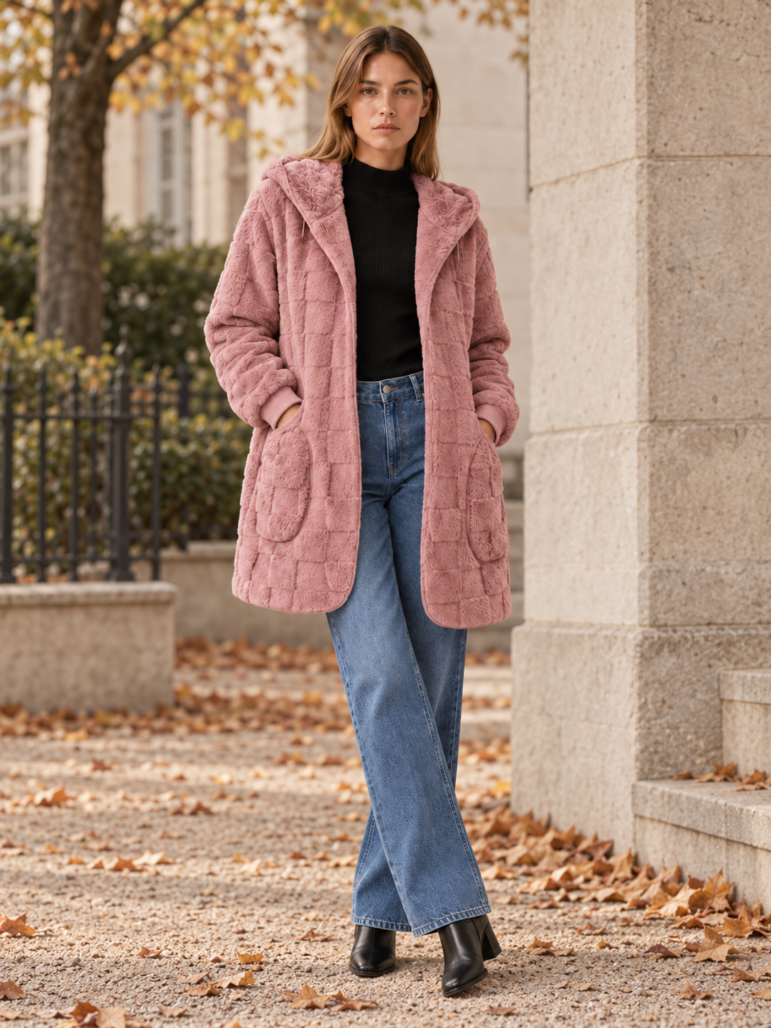 Maya | Women's Longline Teddy Cardigan Hooded Coat