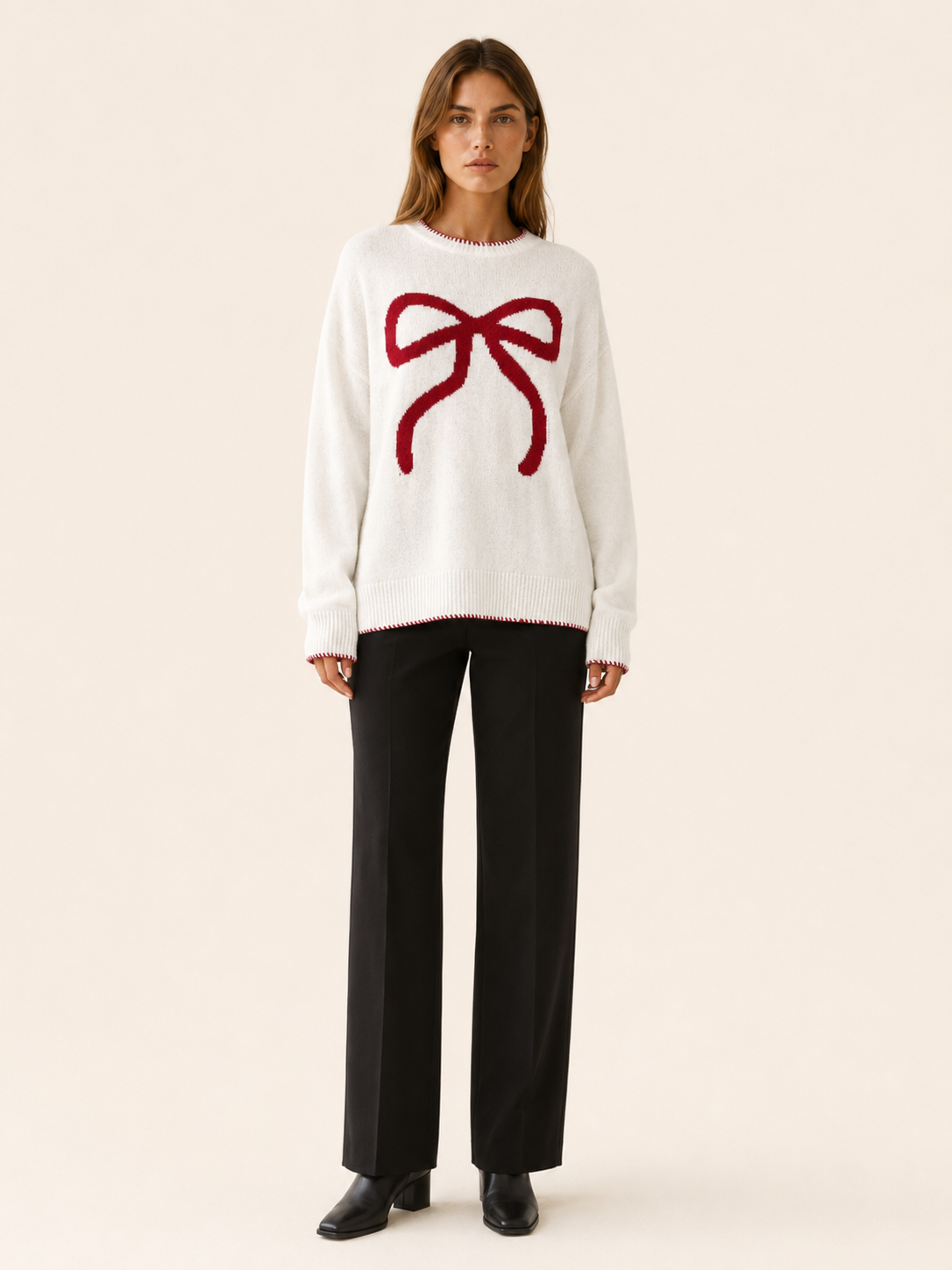 Melusine | Round Neck Sweater with Bow Detail