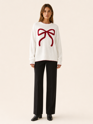 Melusine | Round Neck Sweater with Bow Detail