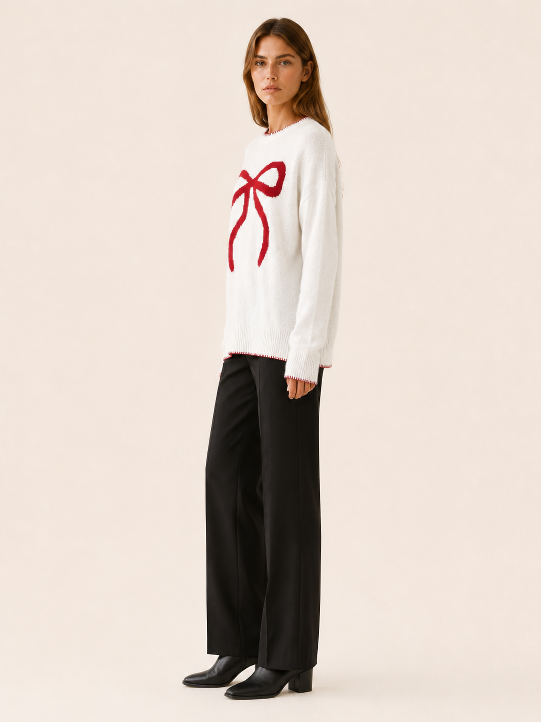 Melusine | Round Neck Sweater with Bow Detail