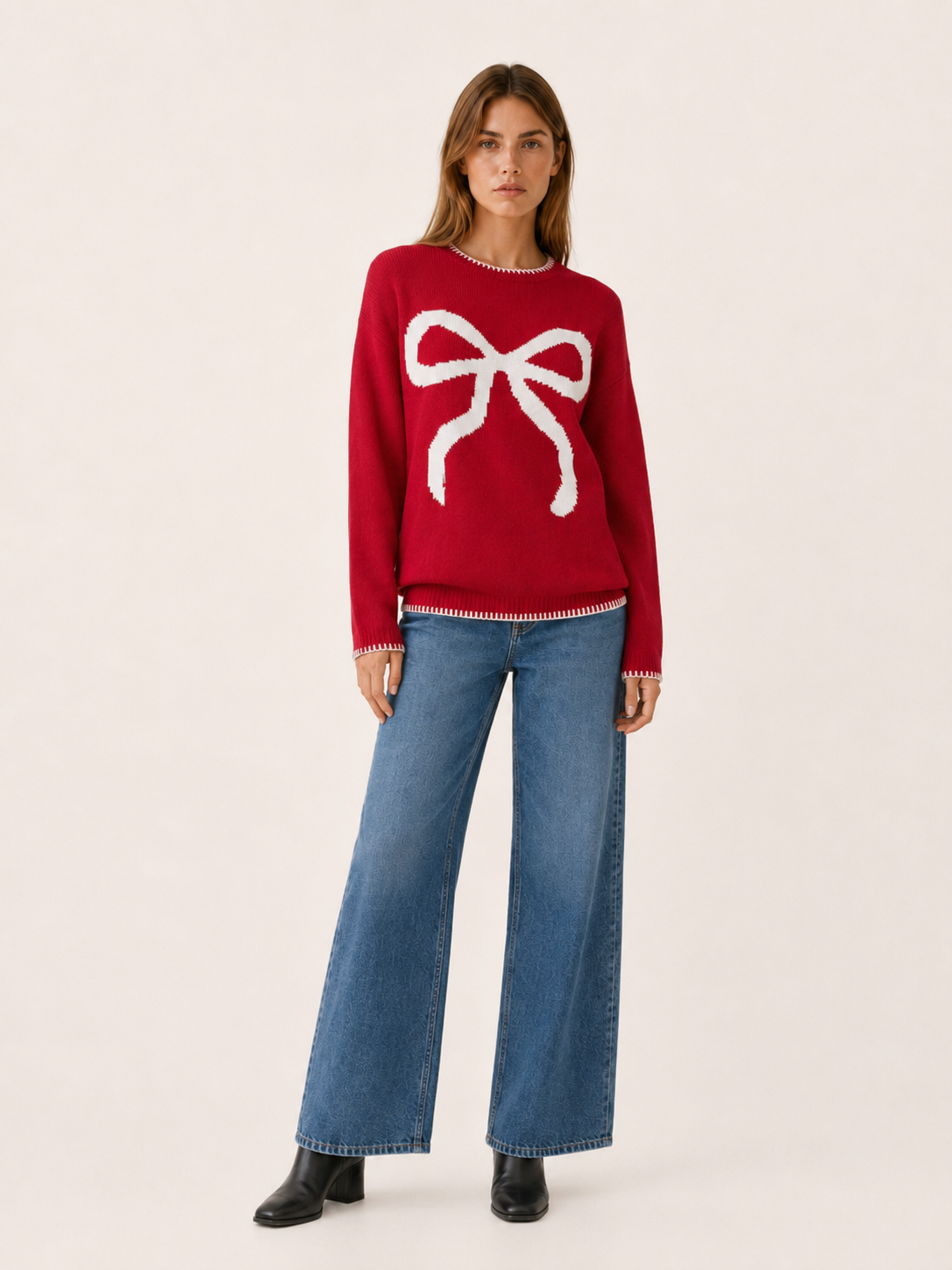 Melusine | Round Neck Sweater with Bow Detail